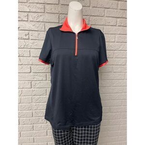 Tail Black With Orang Trim Short Sleeve Golf / Tennis Shirt Women's Size L
